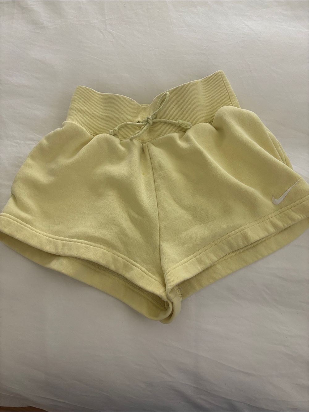 Nike Women's Pale Yellow Athletic High-Rise Drawstring Shorts